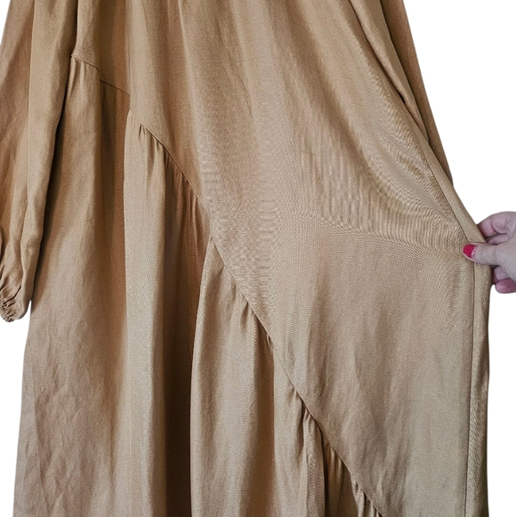 & Other Stories Voluminous Oversized Balloon Sleeve Midi Dress, Beige Size XS - Picture 8 of 14